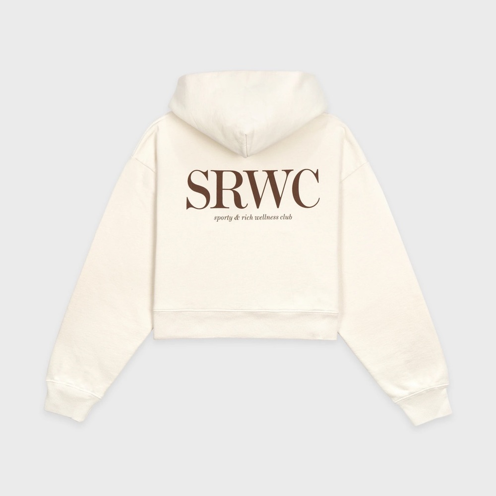 NEW SPORTY & RICH UPPER EAST SIDE CROPPED CREAM HOODIE SZ SMALL S - Picture 2 of 8